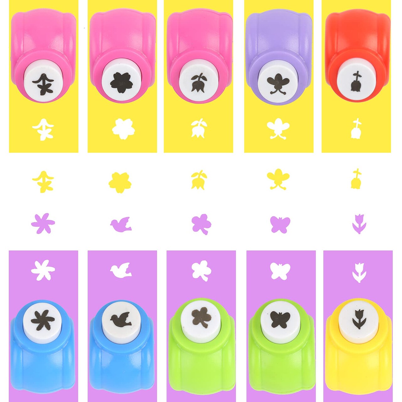 10 Pieces Craft Hole Punch Shapes Set, Shape Hole Punchers for Kids Great for School Crafting, Fun Projects and School Supplies with Bird, Bee, 4-Leaf Clove, Rose, Butterfly, etc